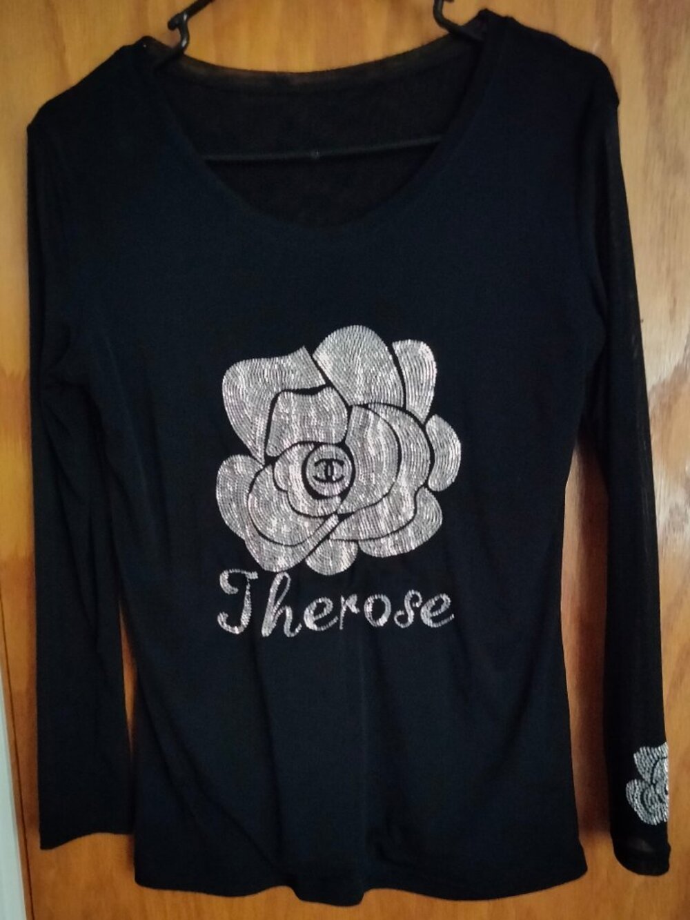 Ladies Chanel black glittered top
